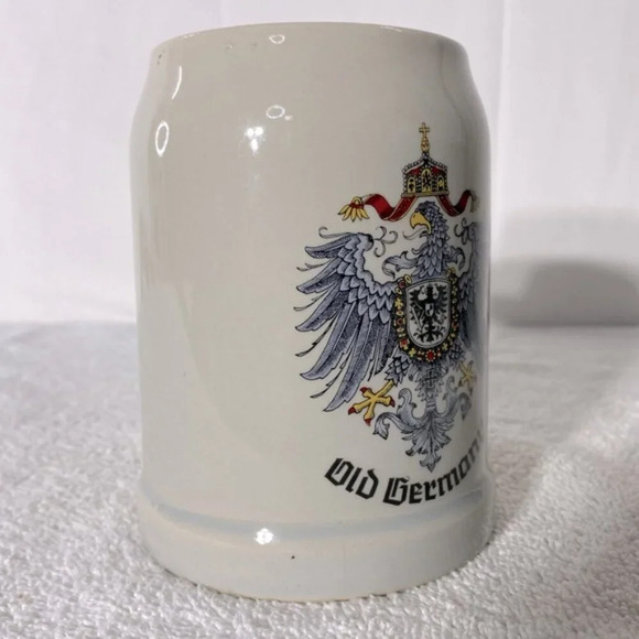 Vintage Old Germany Beige Stoneware Eagle Crest Beer Mug Stein - Picture 2 of 14